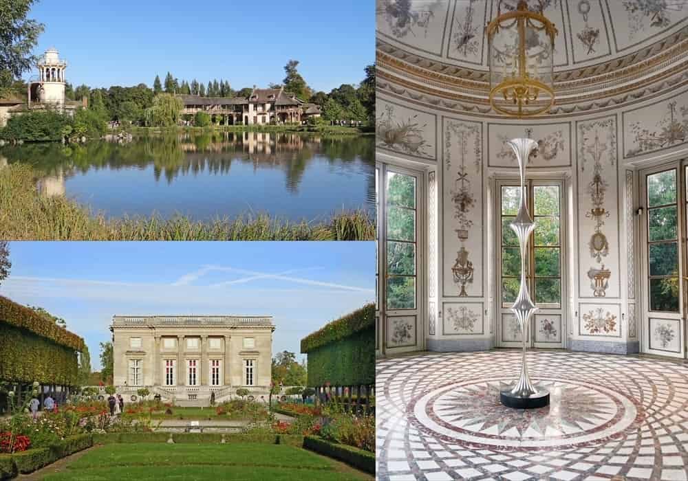 Petit Trianon and Hameau de la Reine (Marie Antoinette’s Hamlet) situated in the middle of the gardens of the Palace of Versailles