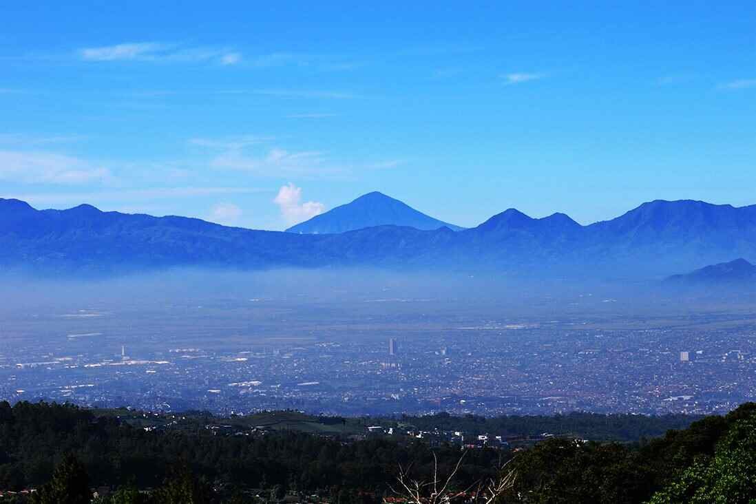 From jakarta to bandung the basin is seen from the stone mountain