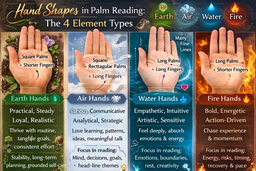 4 Hand shapes in palm reading