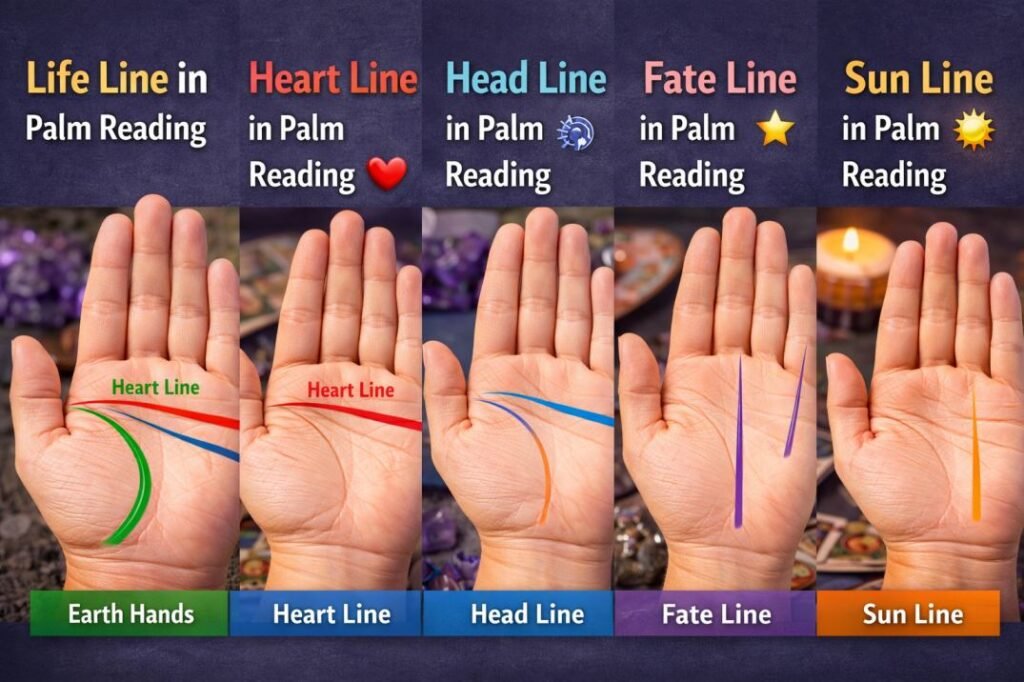 The 5 major lines in palm reading