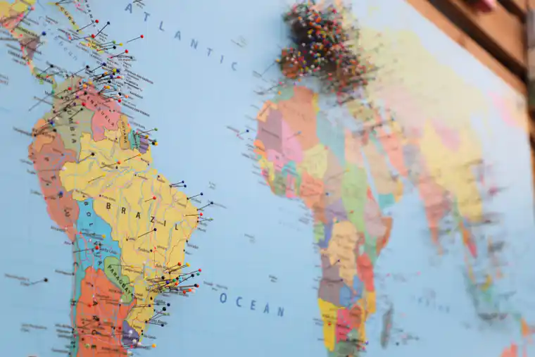 Map projection distortion changes area shape distance and direction